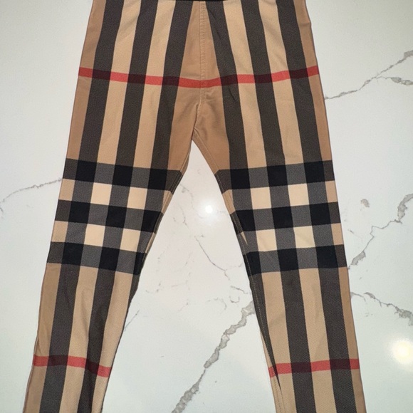 Burberry Kids Plaid Leggings - Tan, Black, and Red - Picture 2 of 4